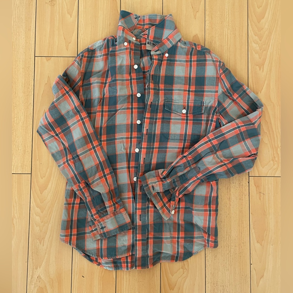 All-Son Plaid Button-Up Shirt